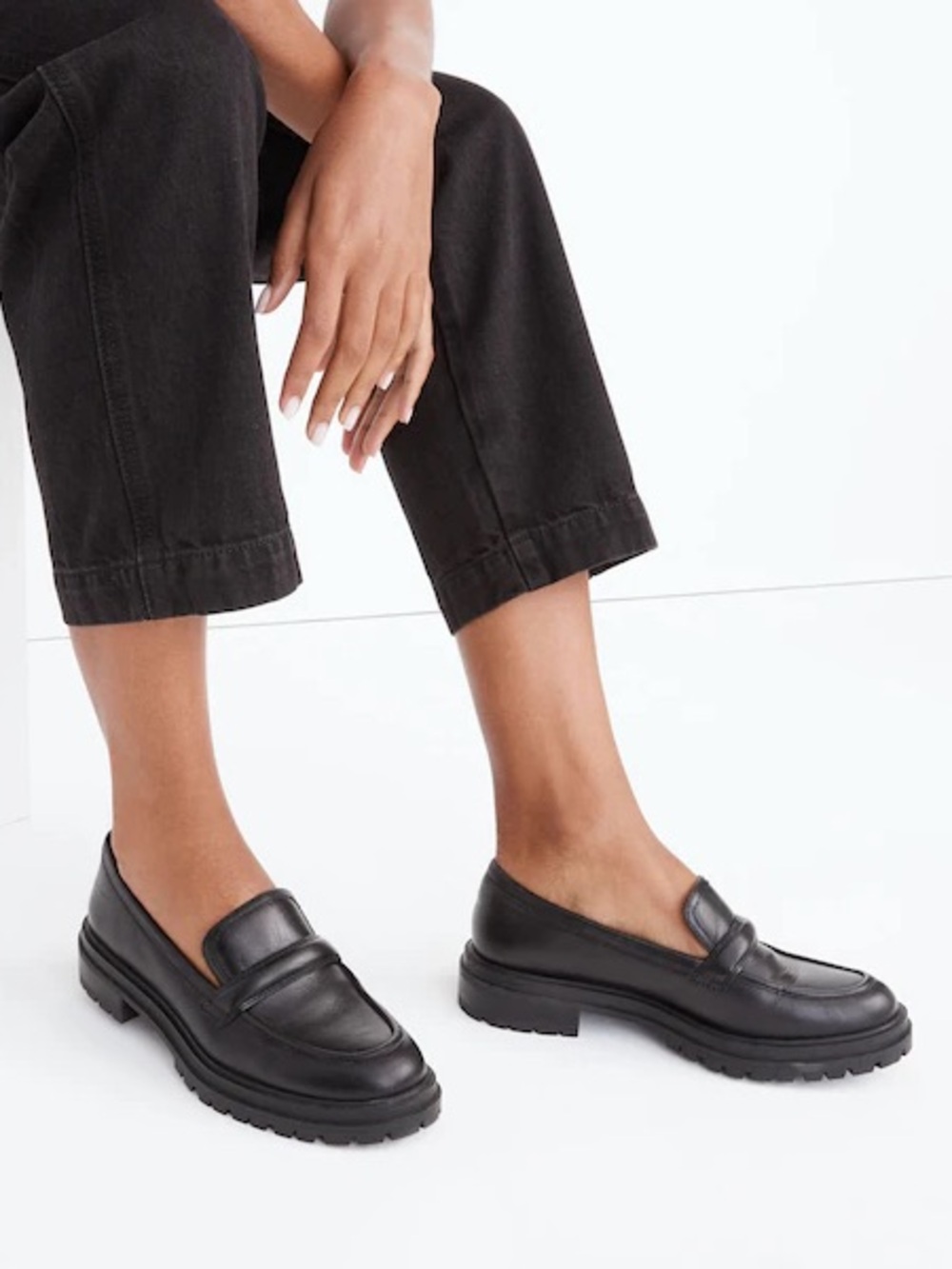 NWOB Madewell The Bradley Lugsole Loafer in Leather in True Black sz 11 - Picture 2 of 7